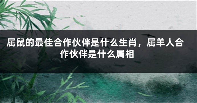 属鼠的最佳合作伙伴是什么生肖，属羊人合作伙伴是什么属相