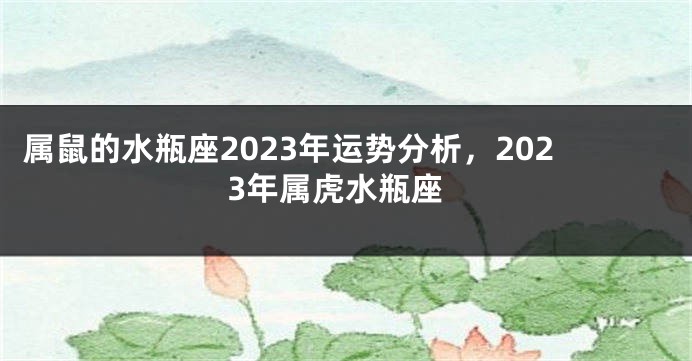 属鼠的水瓶座2023年运势分析，2023年属虎水瓶座