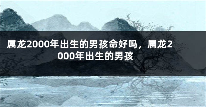 属龙2000年出生的男孩命好吗，属龙2000年出生的男孩