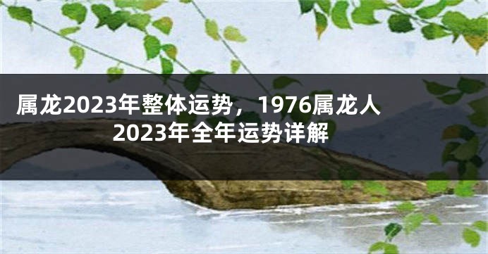 属龙2023年整体运势，1976属龙人2023年全年运势详解