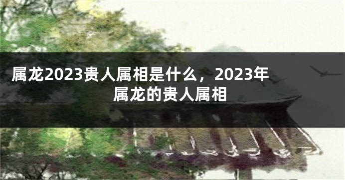 属龙2023贵人属相是什么，2023年属龙的贵人属相