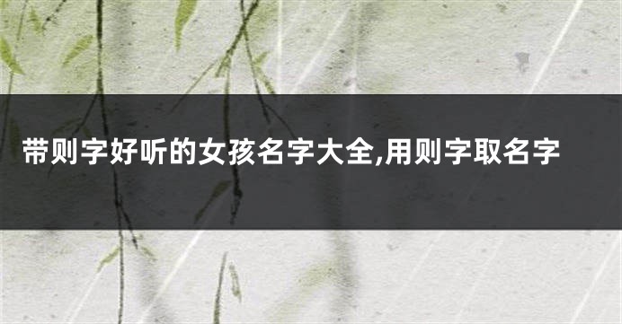 带则字好听的女孩名字大全,用则字取名字