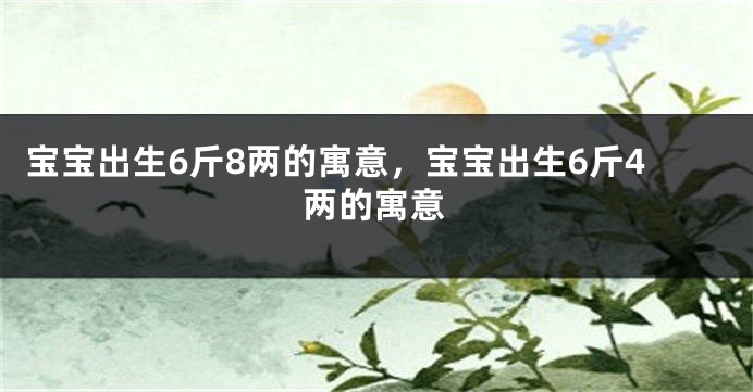 宝宝出生6斤8两的寓意，宝宝出生6斤4两的寓意