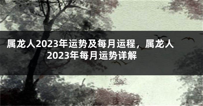 属龙人2023年运势及每月运程，属龙人2023年每月运势详解