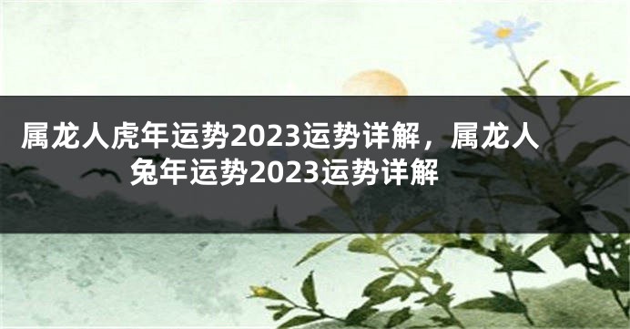 属龙人虎年运势2023运势详解，属龙人兔年运势2023运势详解