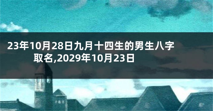 23年10月28日九月十四生的男生八字取名,2029年10月23日