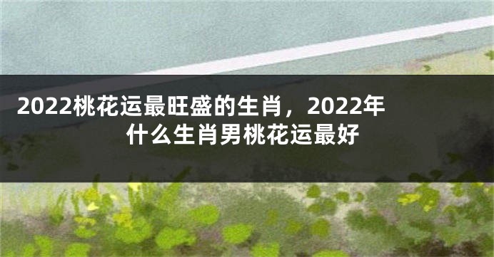 2022桃花运最旺盛的生肖，2022年什么生肖男桃花运最好