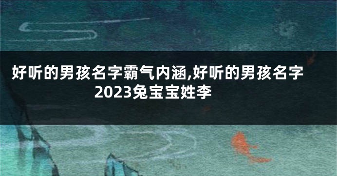 好听的男孩名字霸气内涵,好听的男孩名字2023兔宝宝姓李