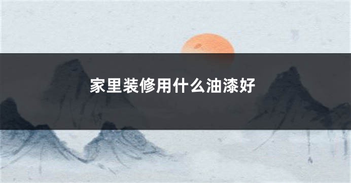 家里装修用什么油漆好