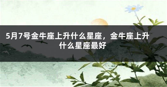 5月7号金牛座上升什么星座，金牛座上升什么星座最好