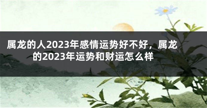 属龙的人2023年感情运势好不好，属龙的2023年运势和财运怎么样