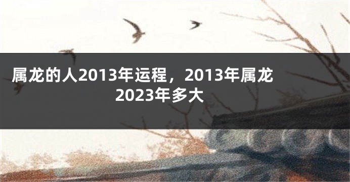 属龙的人2013年运程，2013年属龙2023年多大