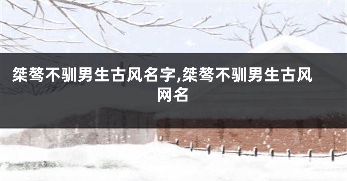 桀骜不驯男生古风名字,桀骜不驯男生古风网名