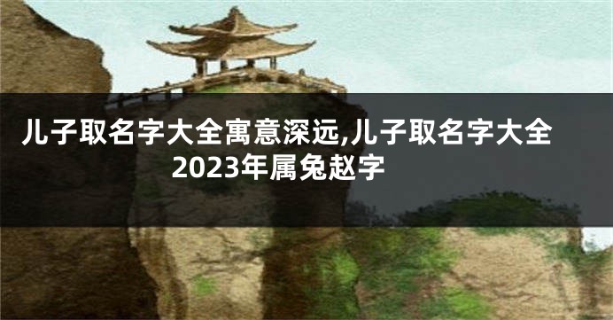 儿子取名字大全寓意深远,儿子取名字大全2023年属兔赵字