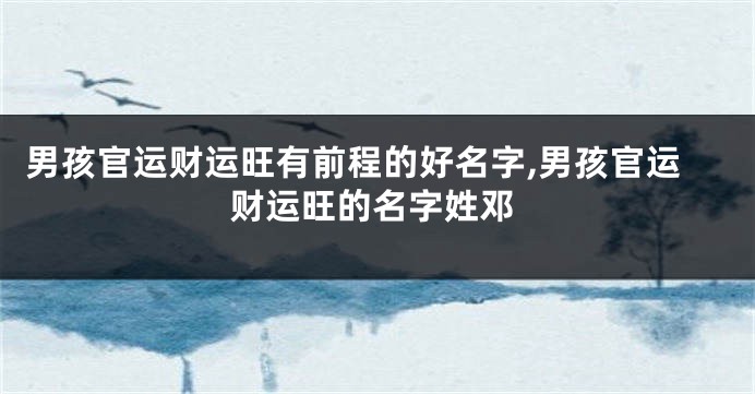 男孩官运财运旺有前程的好名字,男孩官运财运旺的名字姓邓