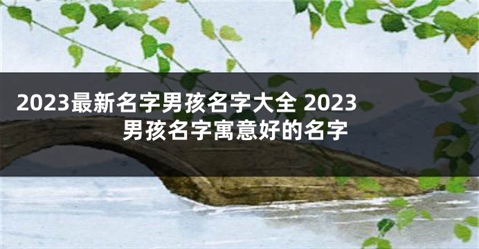 2023最新名字男孩名字大全 2023男孩名字寓意好的名字