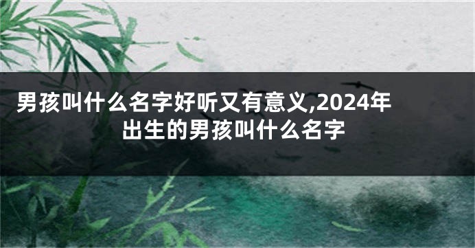 男孩叫什么名字好听又有意义,2024年出生的男孩叫什么名字