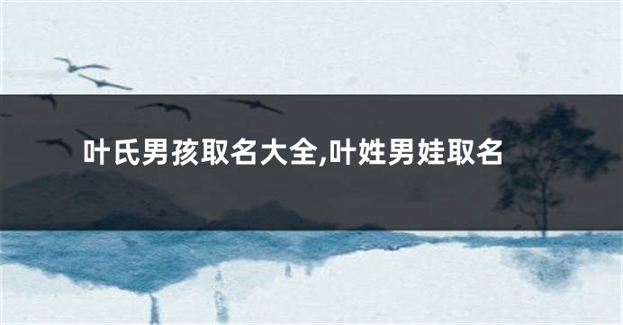 叶氏男孩取名大全,叶姓男娃取名