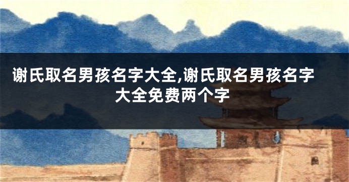 谢氏取名男孩名字大全,谢氏取名男孩名字大全免费两个字