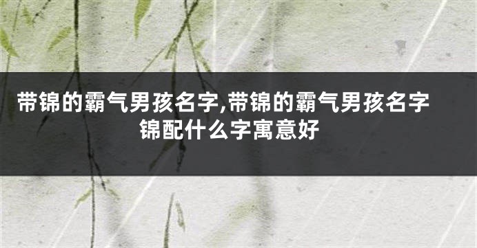 带锦的霸气男孩名字,带锦的霸气男孩名字 锦配什么字寓意好