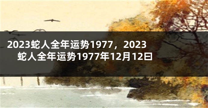 2023蛇人全年运势1977，2023蛇人全年运势1977年12月12曰