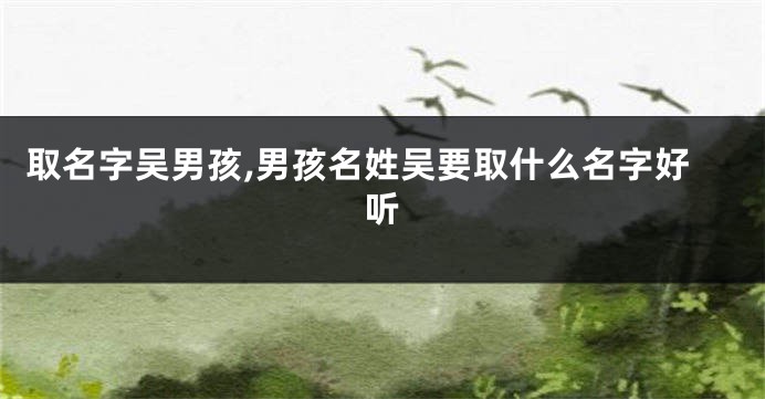 取名字吴男孩,男孩名姓吴要取什么名字好听