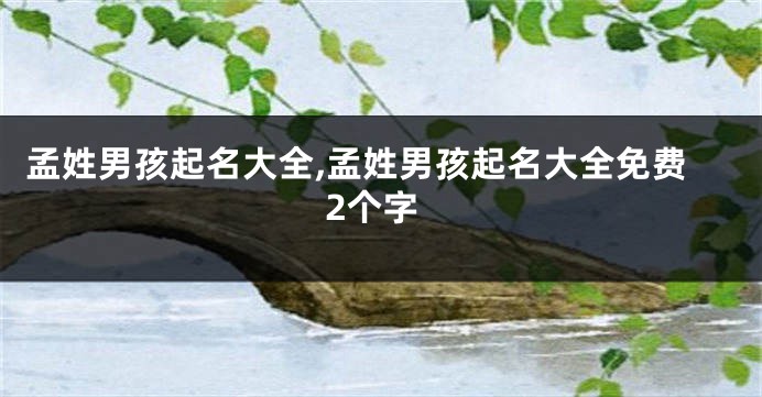 孟姓男孩起名大全,孟姓男孩起名大全免费2个字