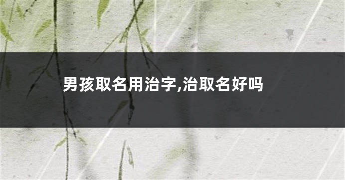 男孩取名用治字,治取名好吗