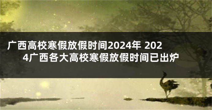 广西高校寒假放假时间2024年 2024广西各大高校寒假放假时间已出炉