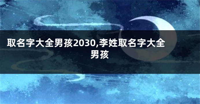 取名字大全男孩2030,李姓取名字大全男孩