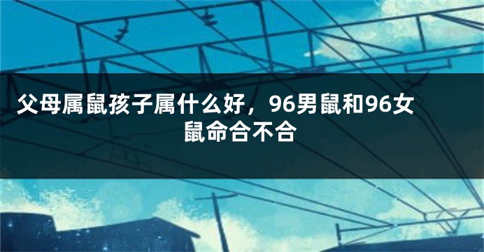 父母属鼠孩子属什么好，96男鼠和96女鼠命合不合