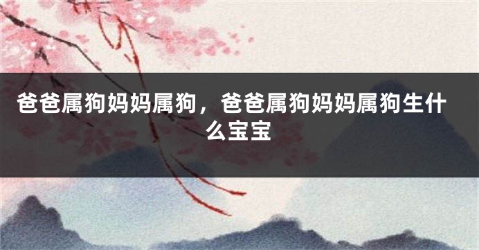 爸爸属狗妈妈属狗，爸爸属狗妈妈属狗生什么宝宝