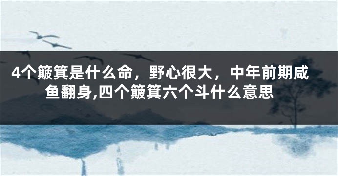 4个簸箕是什么命，野心很大，中年前期咸鱼翻身,四个簸箕六个斗什么意思