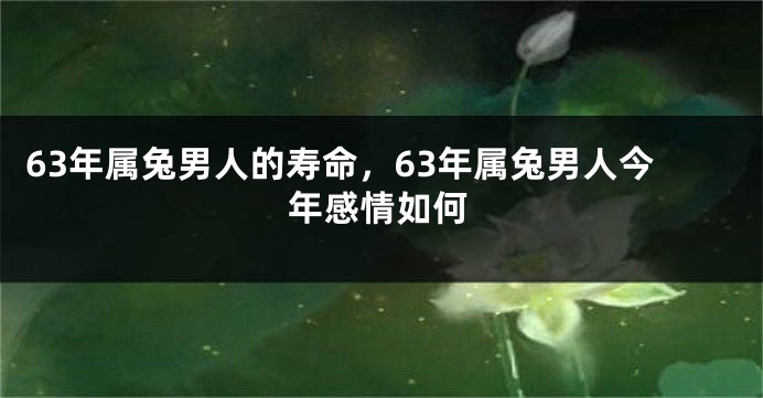 63年属兔男人的寿命，63年属兔男人今年感情如何