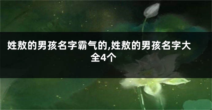 姓敖的男孩名字霸气的,姓敖的男孩名字大全4个