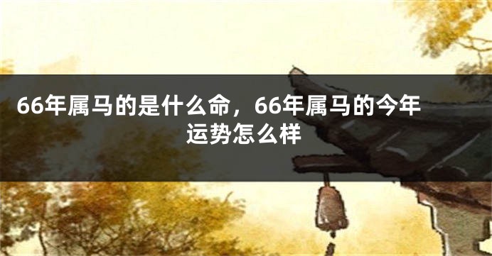 66年属马的是什么命，66年属马的今年运势怎么样