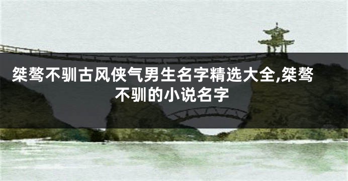 桀骜不驯古风侠气男生名字精选大全,桀骜不驯的小说名字