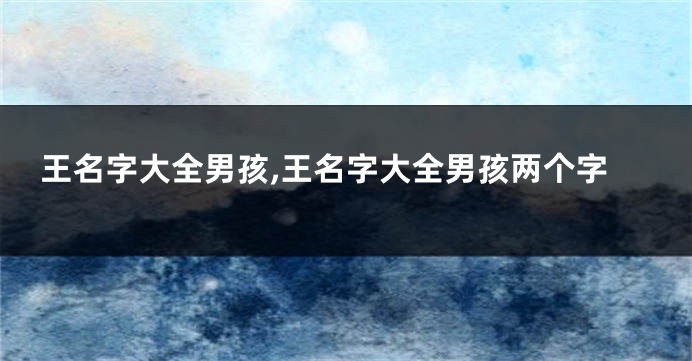 王名字大全男孩,王名字大全男孩两个字