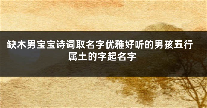 缺木男宝宝诗词取名字优雅好听的男孩五行属土的字起名字