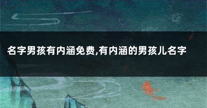 名字男孩有内涵免费,有内涵的男孩儿名字