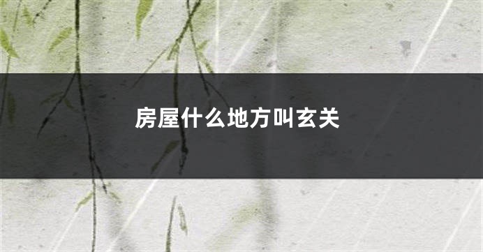 房屋什么地方叫玄关