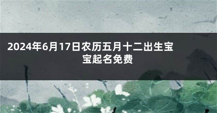 2024年6月17日农历五月十二出生宝宝起名免费