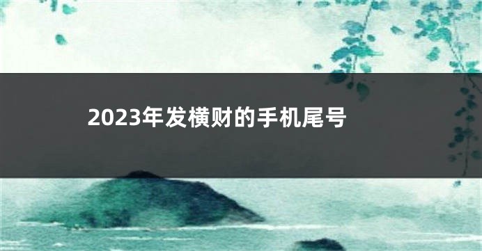 2023年发横财的手机尾号