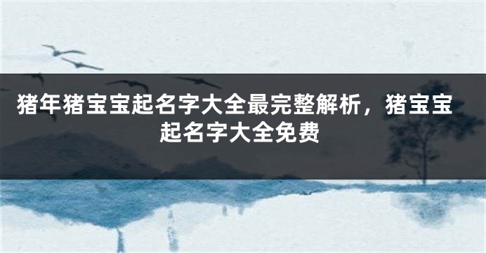 猪年猪宝宝起名字大全最完整解析，猪宝宝起名字大全免费