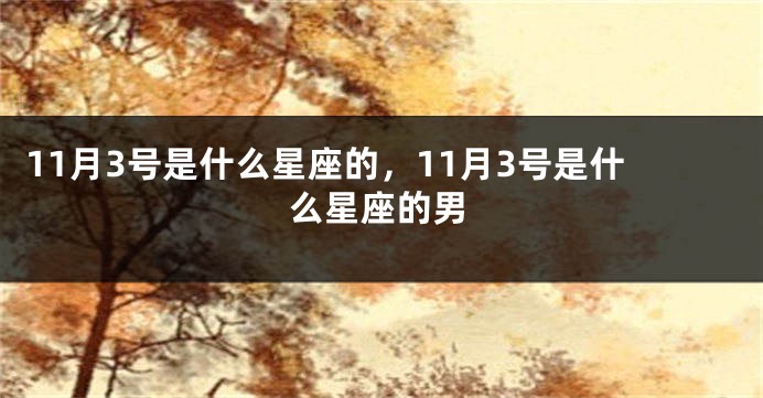 11月3号是什么星座的，11月3号是什么星座的男