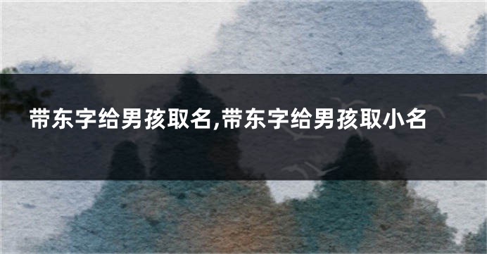 带东字给男孩取名,带东字给男孩取小名