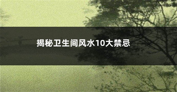 揭秘卫生间风水10大禁忌