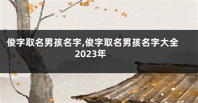 俊字取名男孩名字,俊字取名男孩名字大全2023年