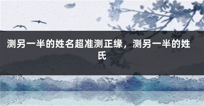 测另一半的姓名超准测正缘，测另一半的姓氏