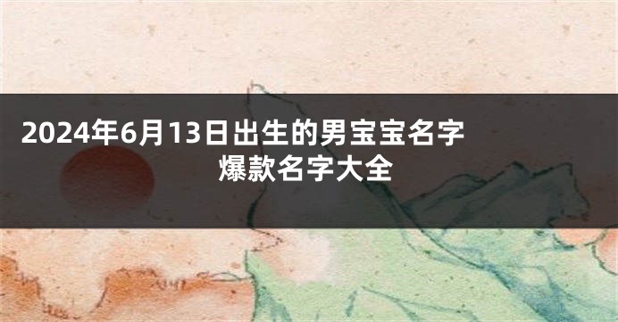 2024年6月13日出生的男宝宝名字 爆款名字大全